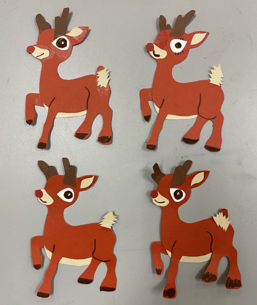 Rudolph the red-nosed reindeer from cut paper