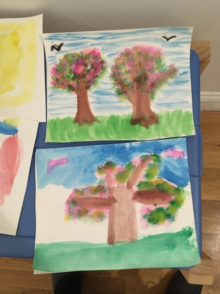 student learning watercolor art