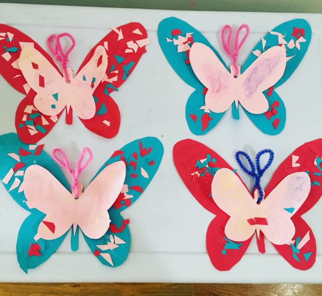 beautiful paper butterflies in hoboken art class for kids