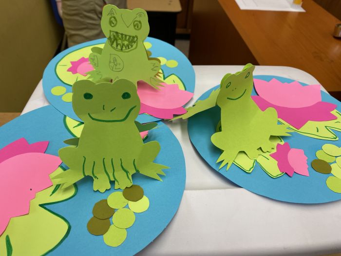 frog habitats with eggs from cut paper