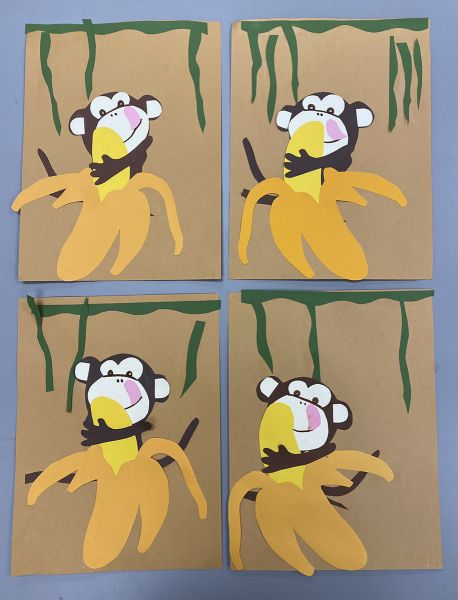 monkey eating a banana art by kids