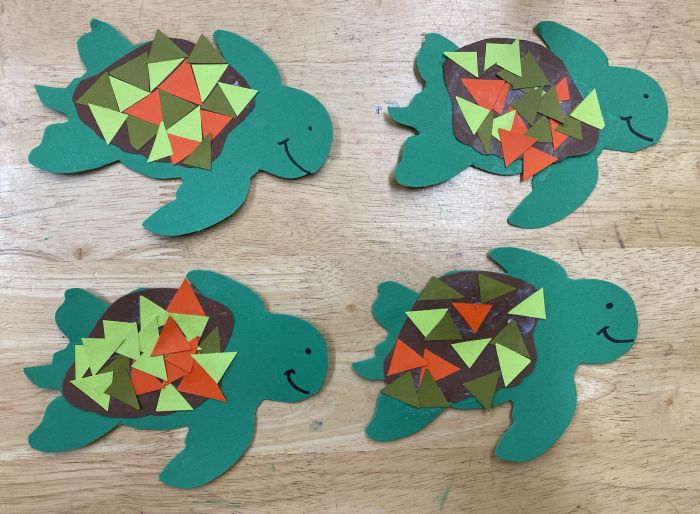 simple sea turtles with designed shells from cut paper