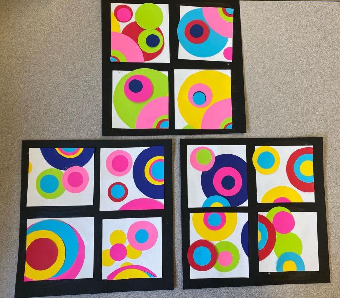 abstract art created from different size circles and then split