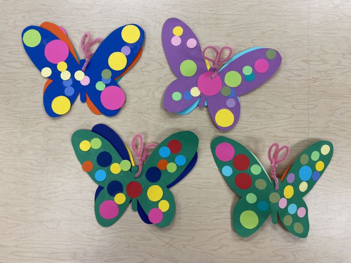 Butterflies layered with dot decorations